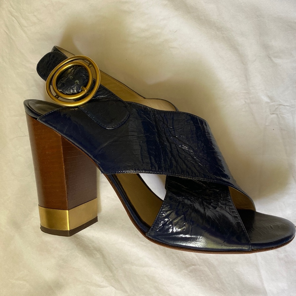 Chloé Navy Block wheel Sandals